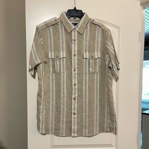 Brand New Men’s Tan striped Cremieux Button Up Shirt